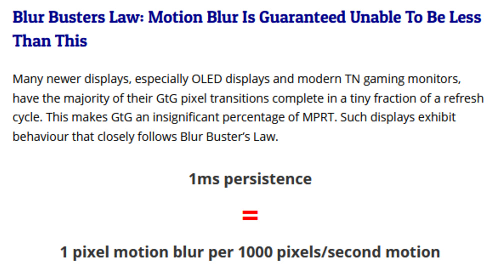 Blur Busters Law for motion blur on panning test patterns.
