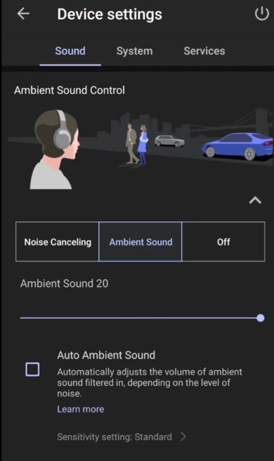 Screenshot of the Sony Sound Connect app.