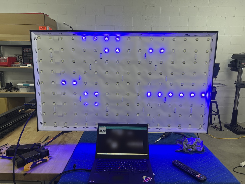 Array of LEDs that make up the backlight of the Hisense H8G.