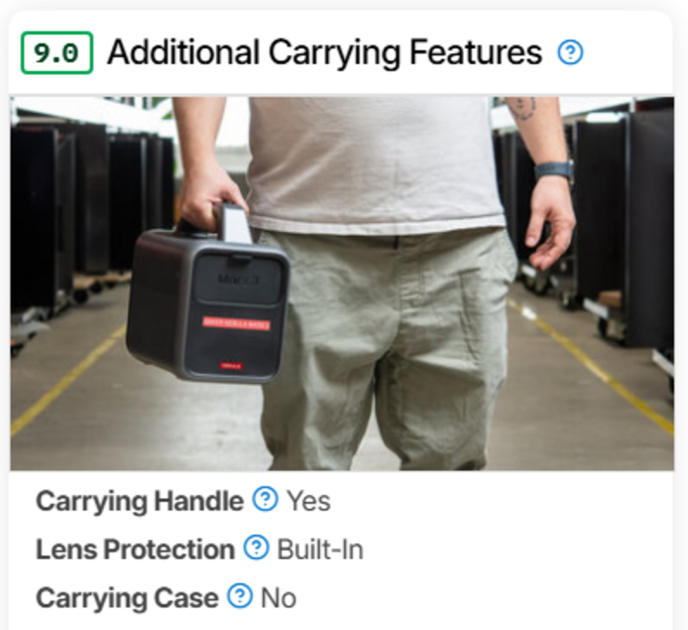 The Anker Nebula Mars 3's Additional Carrying Features box.