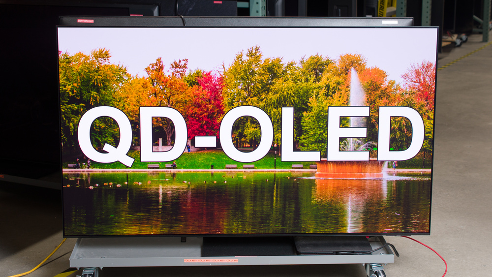 A picture of a TV with the word QD-OLED displayed.
