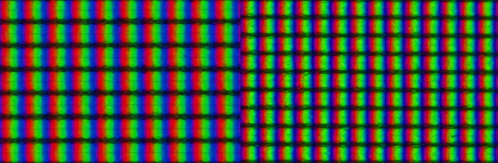 This image shows the pixel layout of the two displays.