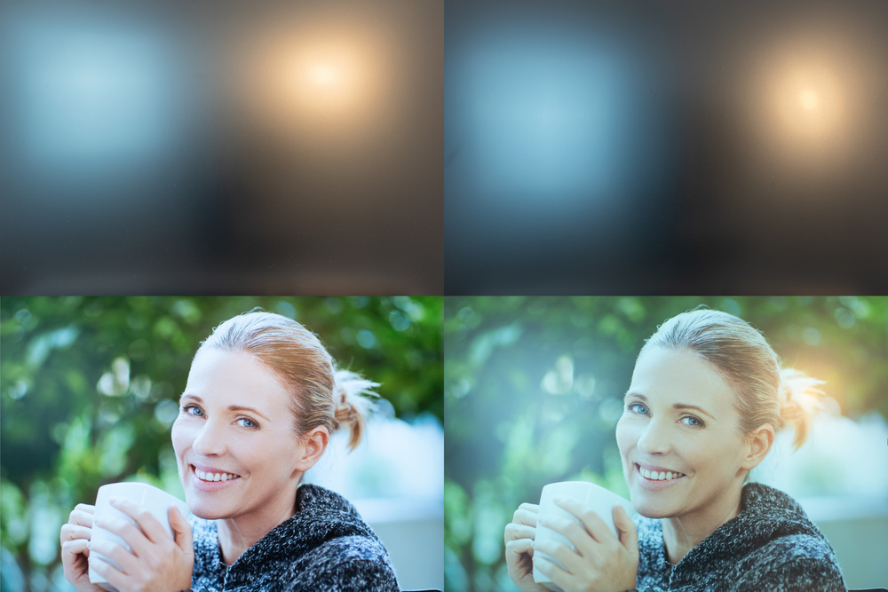 This image compares the reflection handling of the two displays.