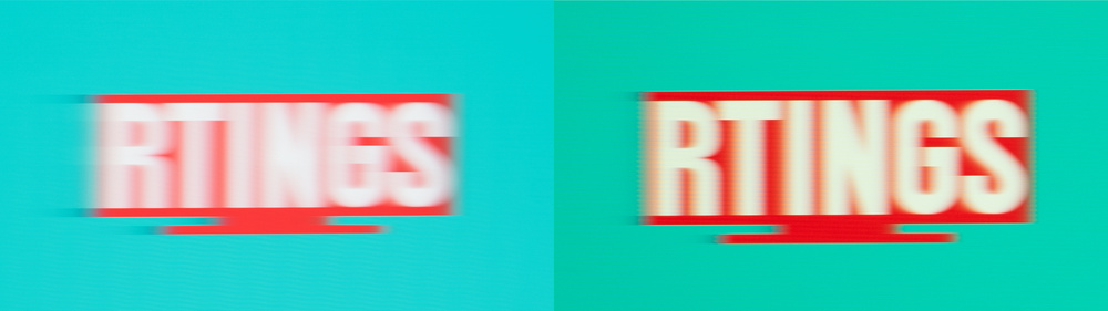 This image compares the motion clarity of the two panels.