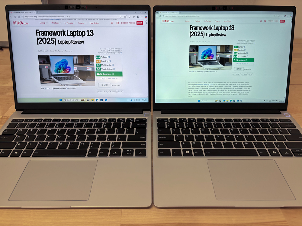This image shows the two displays side by side at a 175% scaling.