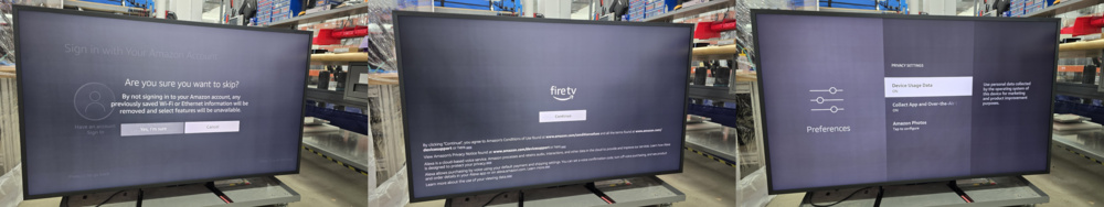 Photographs of the setup process for the Amazon Ember Artline TV