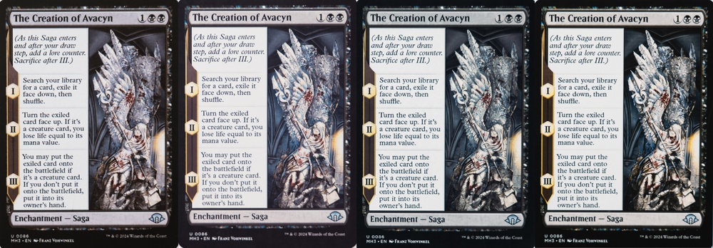 Comparison of The Creation of Avacyn card printed on Koala matte photo paper on either affordable printers or high-end photo printers.