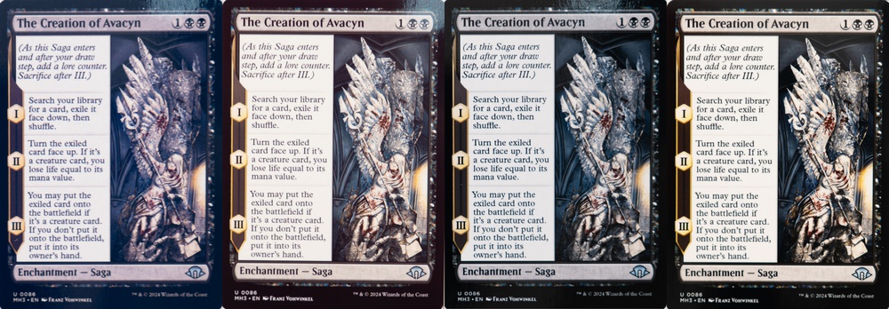 Comparison of The Creation of Avacyn card printed on Koala glossy photo paper on either affordable printers or high-end photo printers.