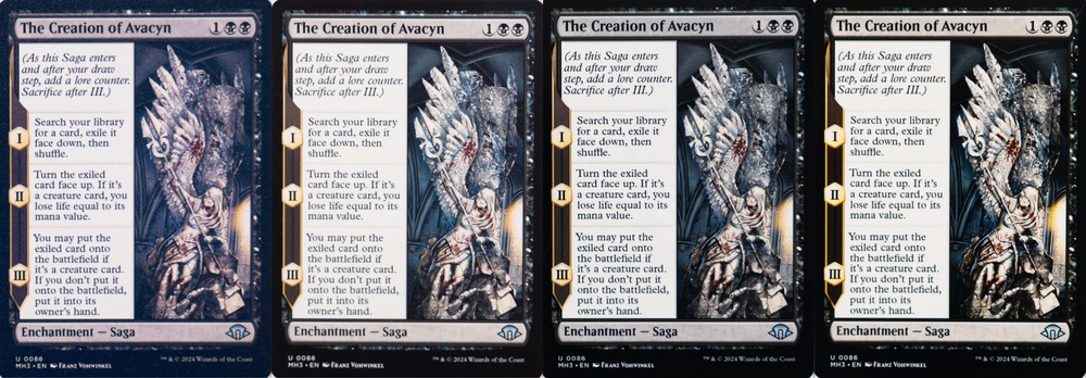 Comparison of The Creation of Avacyn card printed on Koala satin photo paper on either affordable printers or high-end photo printers.