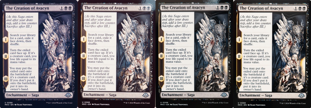 Comparison of The Creation of Avacyn card printed on Epson glossy photo paper on either affordable printers or high-end photo printers.