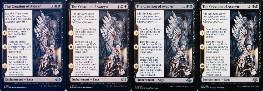 Comparison of The Creation of Avacyn card printed on Canon luster photo paper on either affordable printers or high-end photo printers.