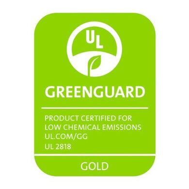The GREENGUARD GOLD logo; it says, "Product certified for low chemical emissions."