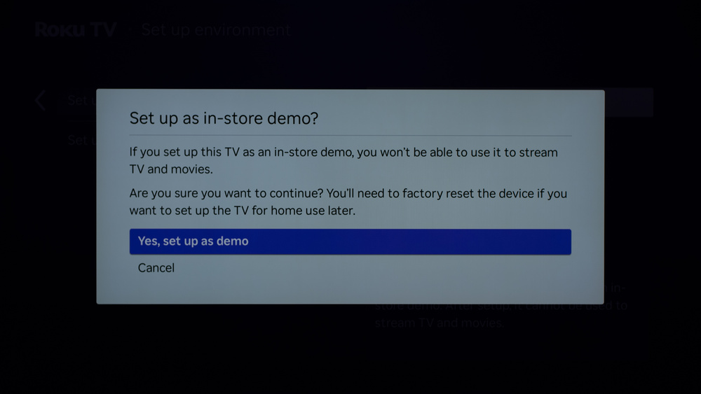 Roku TV's demo mode is the equivalent of a 'basic TV' mode.
