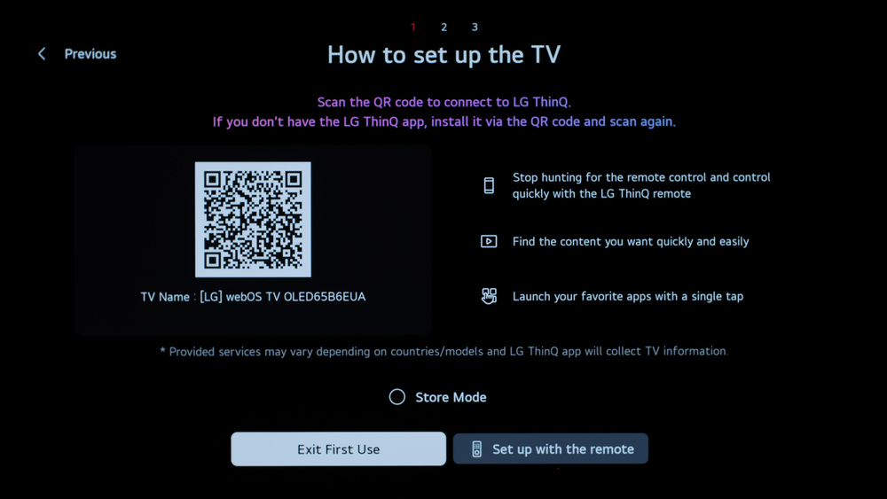 Exit First Use menu on LG's webOS.