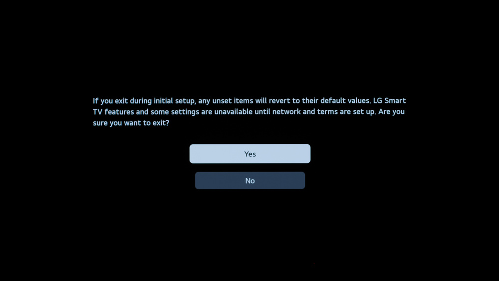 Confirm that you want to disable the TV's smart features.