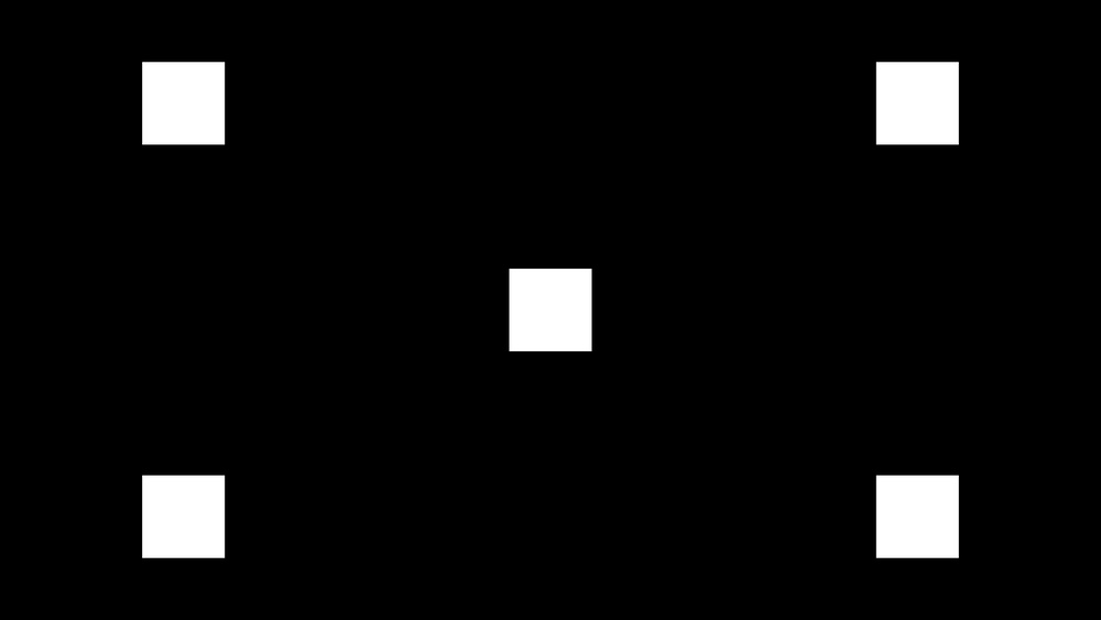 Image showing a 5% APL pattern with 5 white squares over a black background.