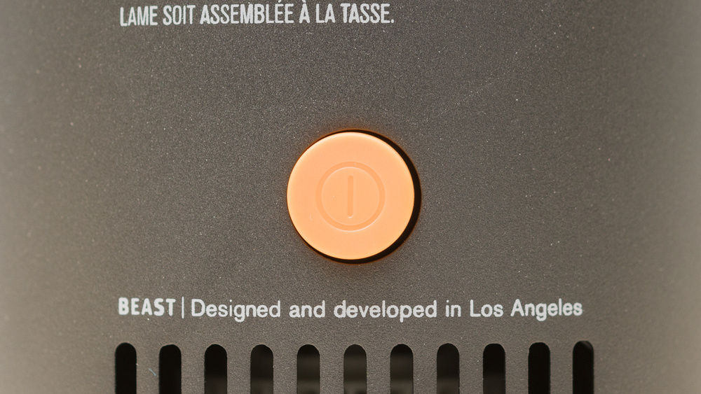 The Beast Health Blender's on/off button.