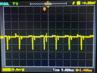 Oscilloscope of the backlight on the LG 27GS5QE-B with VRR off at 120Hz.