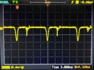 Oscilloscope of the backlight on the LG 34GS5QE-B with VRR on at 120Hz.