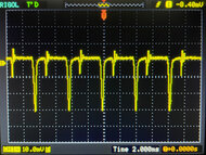Oscilloscope of the backlight on the LG 34GS5QE-B with VRR off at 240Hz.