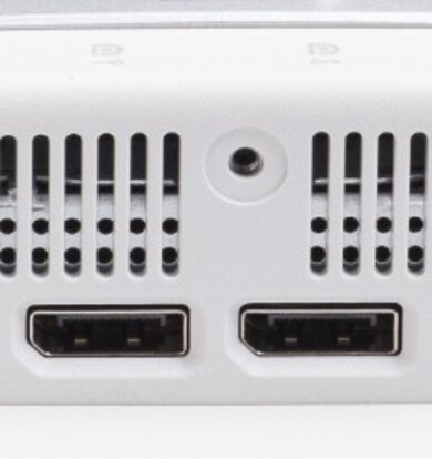 Examples of DisplayPort outputs on the Dell U3225QE.