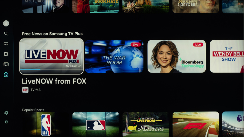 The Samsung TV Plus section of the Tizen dashboard.
