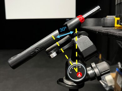 A picture showing the SPL meter mounted on a tripod.