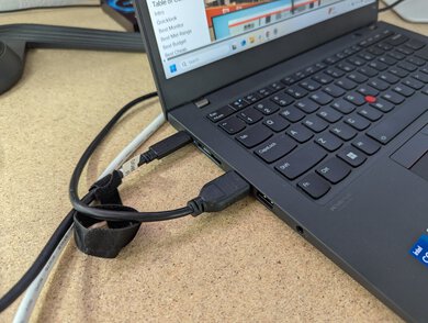 USB-C and HDMI connections on a laptop.