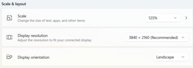 Windows scale and layout settings.