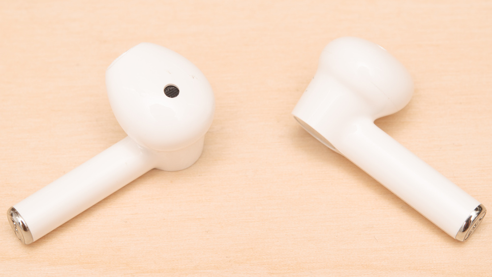 A close-up of the OnePlus Buds.