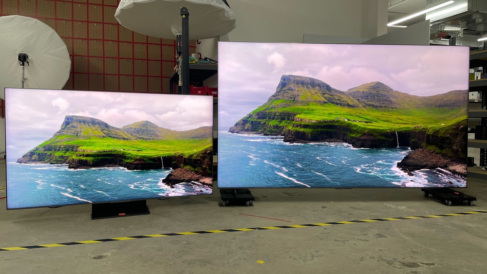 Side-by-side comparison of the 65" and 98" TCL QM8K.