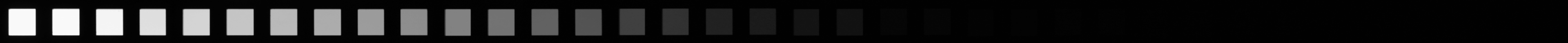 36 isolated dynamic range patches lined up from brightest to darkest