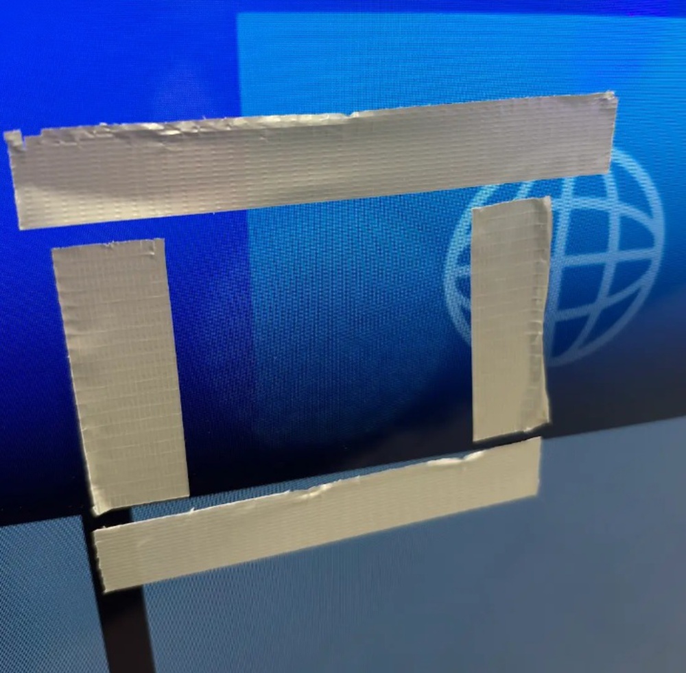 Temporary image retention on an OLED TV caused by exposure to UVA light.