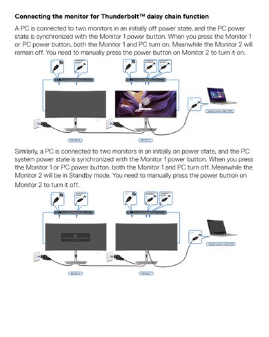 Explanation from a Dell user manual on setting up a daisy chain.