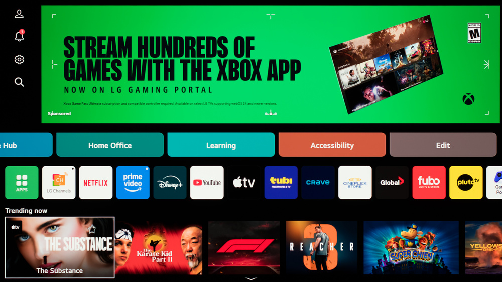 LG's interface for webOS 2025.