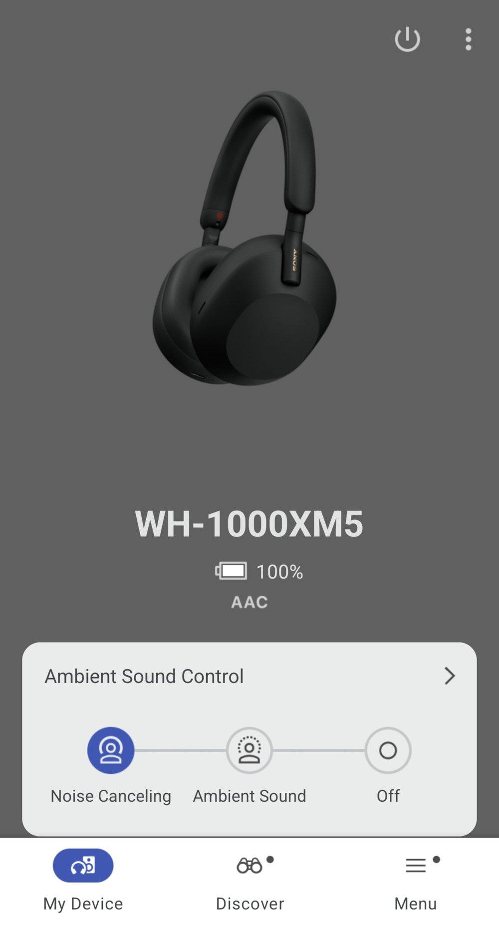 A screenshot shows the Sony app for the WH-1000XM5 headphones.