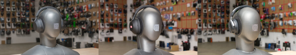 Three angled images show the WH-1000XM5, WH-1000XM6, and QuietComfort Ultra Headphones on our B&K 5128 test head.