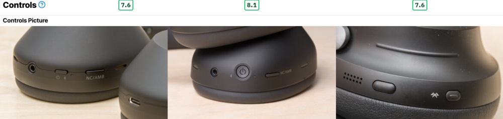 Three close ups of the WH-1000XM5, WH-1000XM6, and QuietComfort Ultra Headphones show their physical controls.