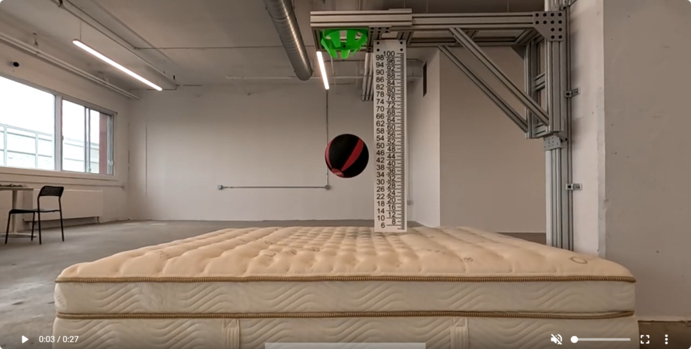 The bounce test for the Saatva Classic with Bonnell coils (Unit 1).