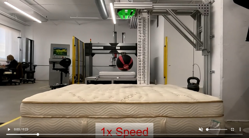 The bounce test for the Saatva Classic with two layers of pocket coils (Unit 2).