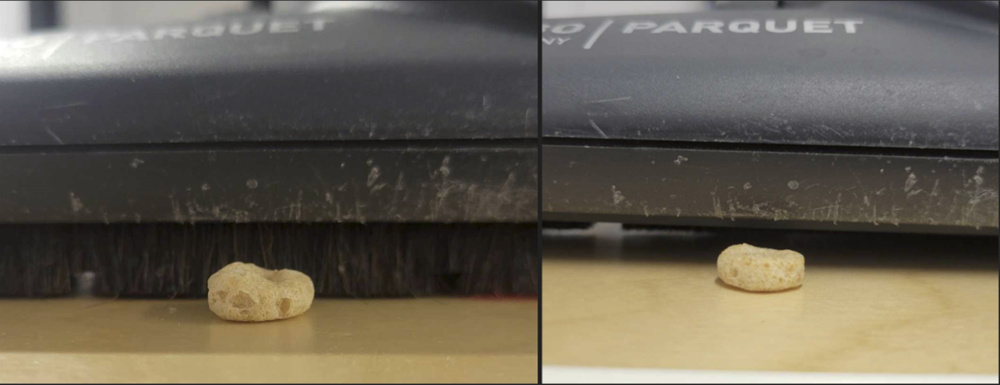 Premium Parquet Brush SEBO Airbelt D4 with bristles (left) and no bristles (right)
