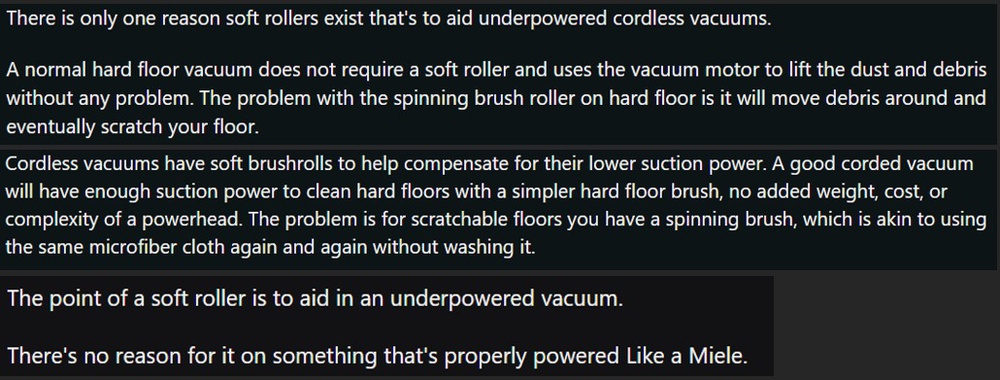 Reddit comment on soft rollers