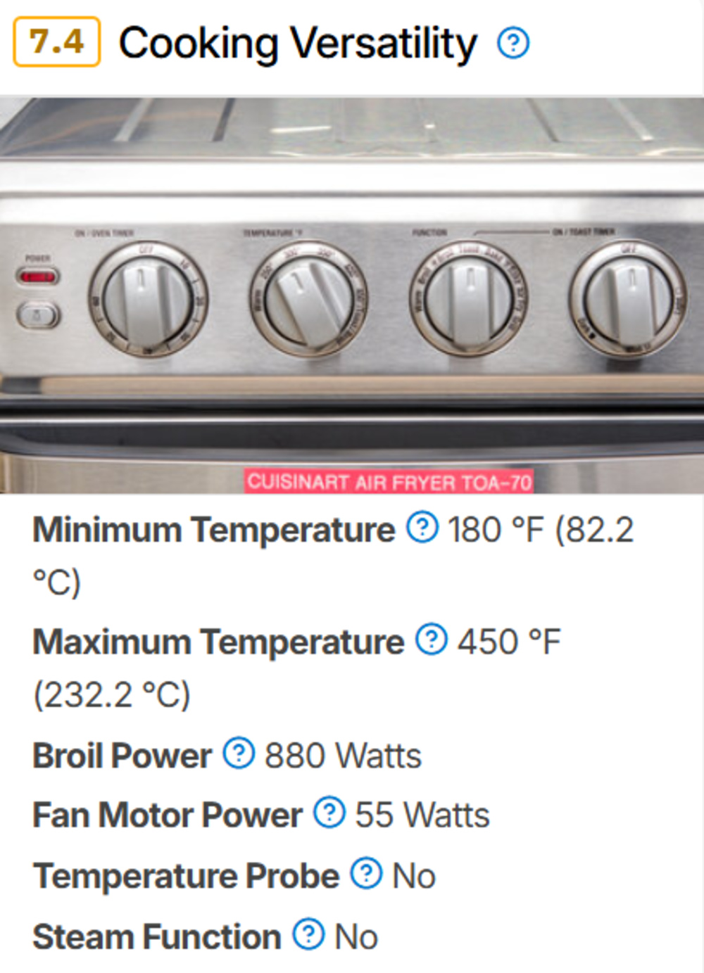 The Cooking Versatility section for our Toaster Oven 1.0 test bench.