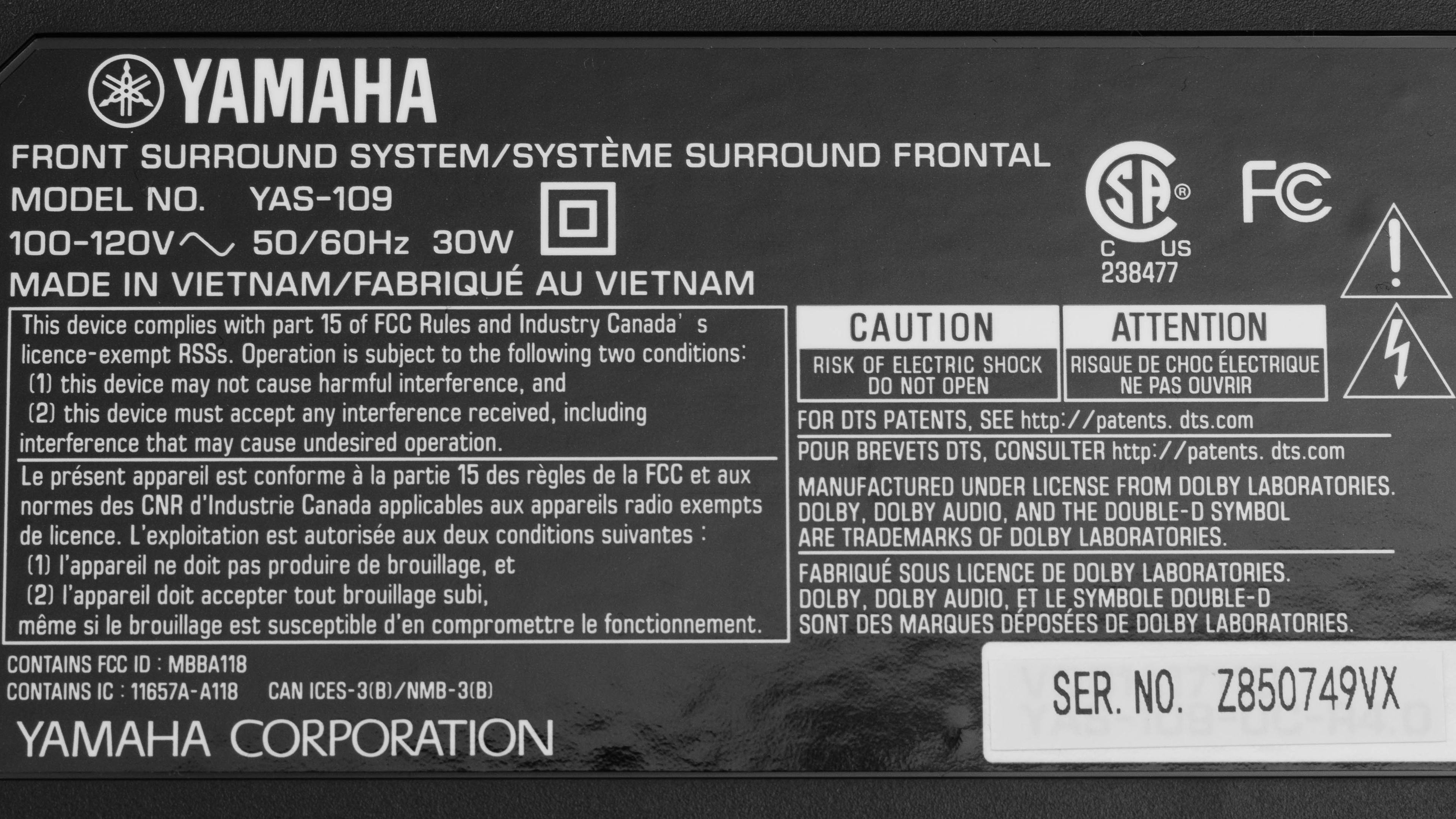 Test Barre de son Yamaha YAS-109 : compacité et neutralité - Les