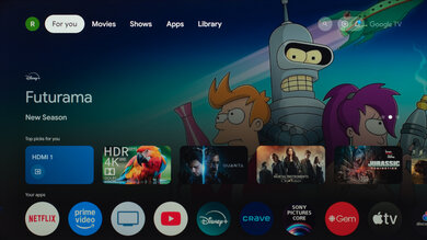 Google TV interface on the Sony BRAVIA 3.