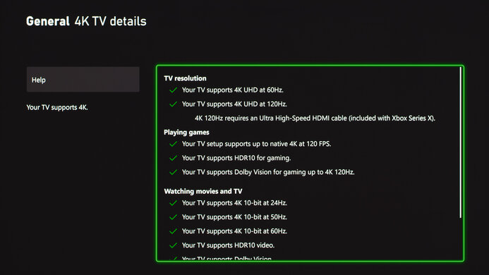 List of supported signals from the Xbox Series X on the ASUS PG32UCDM.