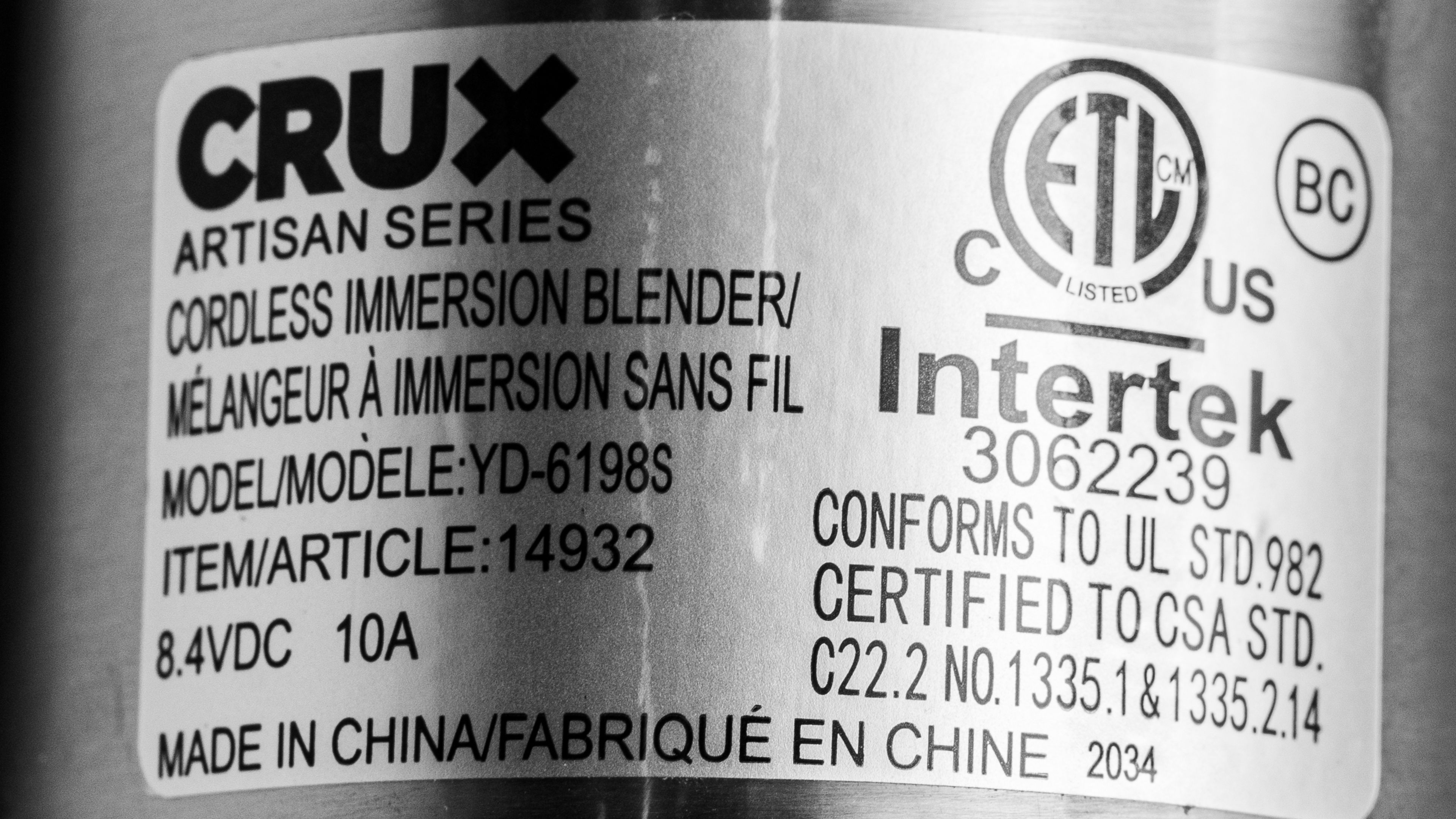  Crux Cordless Hand Immersion Blender, 7.5 inch