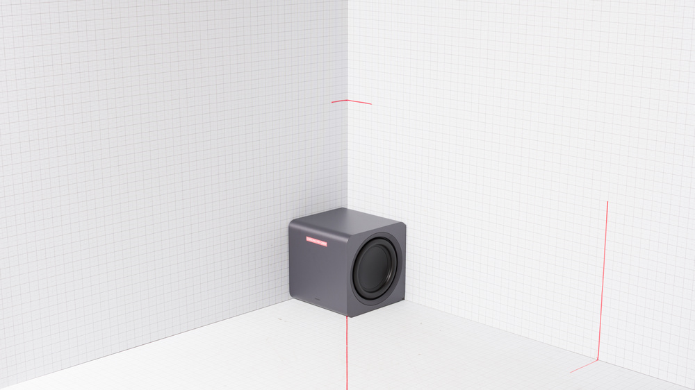 An image showing the dimensions of the subwoofer that comes with the Samsung HW-Q990F.