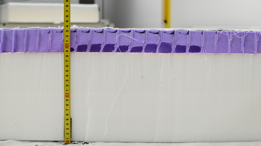 A cross-section of the Purple Mattress (Unit 2).