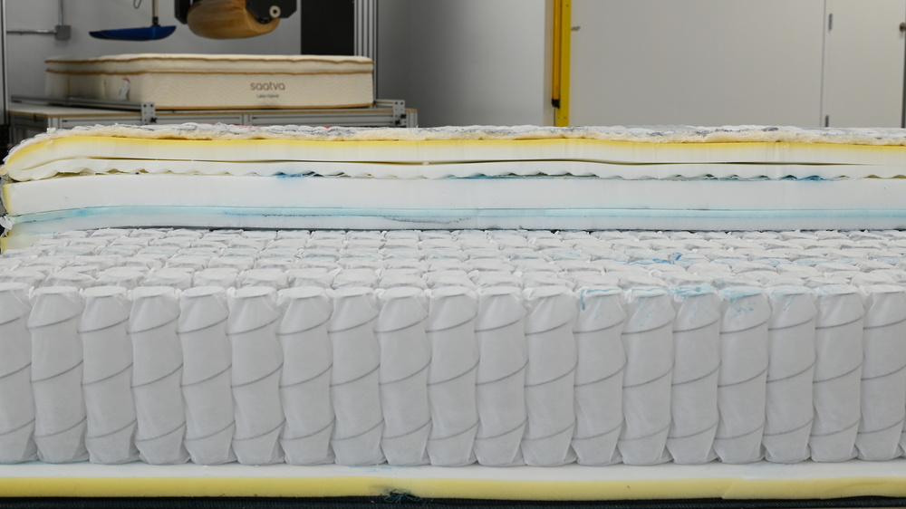 A close-up of the spring and foam layers inside the Beautyrest Harmony Lux.